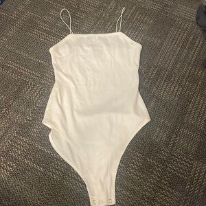 White spaghetti strap body suit